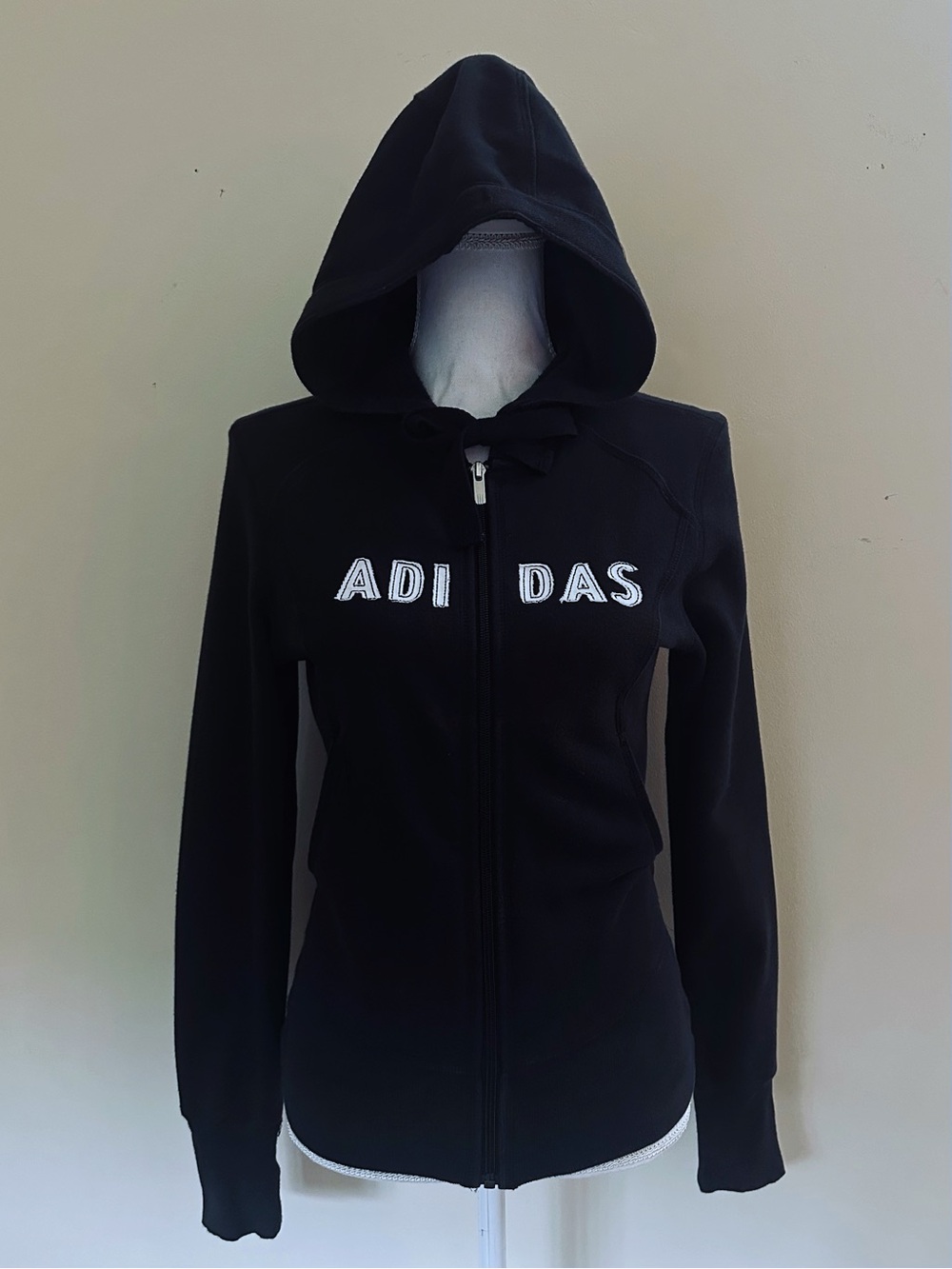 adidas Black Women's Zip-Up Hooded Jacket with Logo Size S